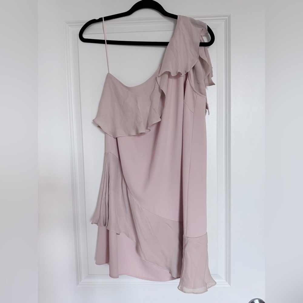 Parker Eden Combo One Shoulder Silk Ruffle Mini Dress - Picture 3 of 8